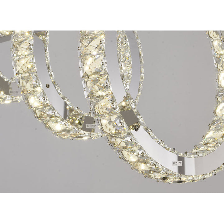 Five Ring Chrome Frame LED Chandelier with Clear Crystals by Bethel - view 6