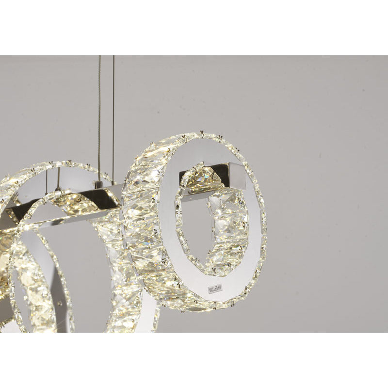 Five Ring Chrome Frame LED Chandelier with Clear Crystals by Bethel - view 7