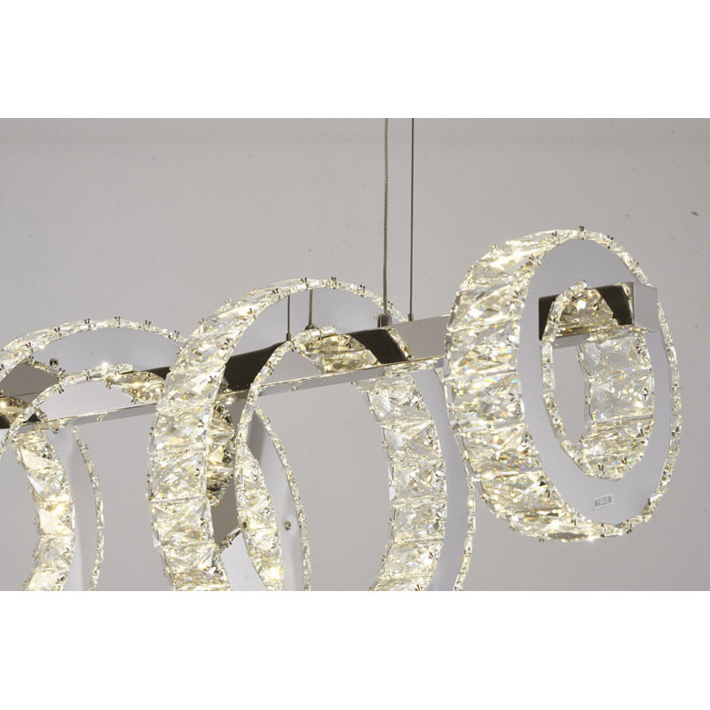 Five Ring Chrome Frame LED Chandelier with Clear Crystals by Bethel - view 8