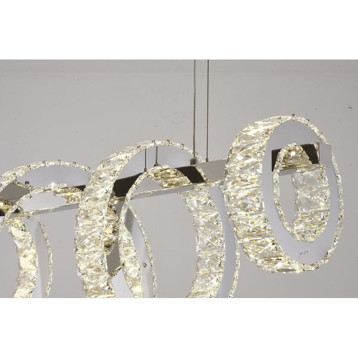 Five Ring Chrome Frame LED Chandelier with Clear Crystals by Bethel - view 8