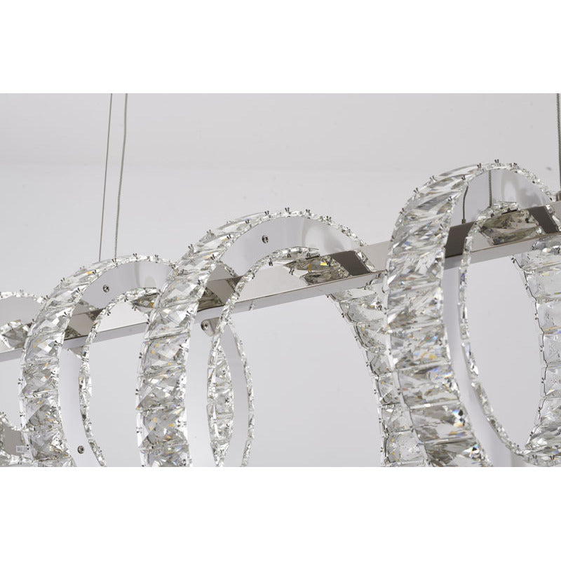 Five Ring Chrome Frame LED Chandelier with Clear Crystals by Bethel - view 10