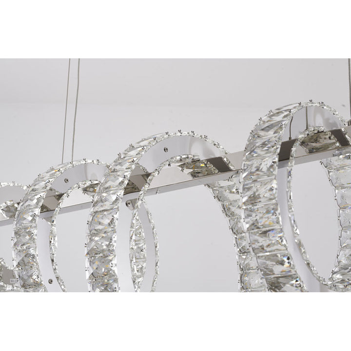 Five Ring Chrome Frame LED Chandelier with Clear Crystals by Bethel - view 10