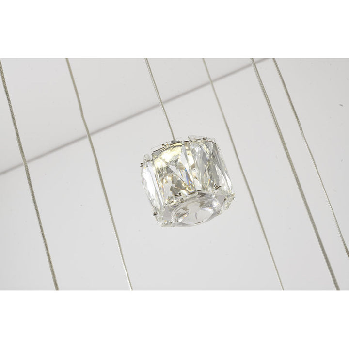 Chrome Frame Flushed LED Chandelier with Clear Crystal Hanging Pendants by Bethel - view 6