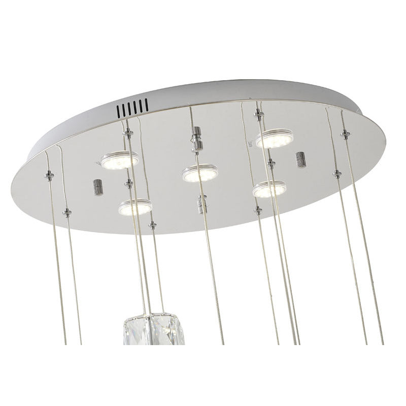 Chrome Frame Flushed LED Chandelier with Clear Crystal Hanging Pendants by Bethel - view 7