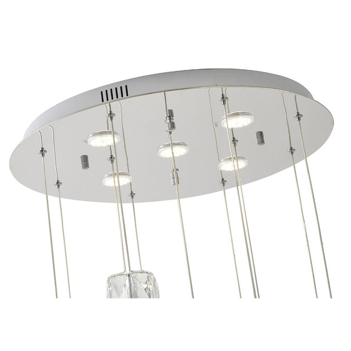Chrome Frame Flushed LED Chandelier with Clear Crystal Hanging Pendants by Bethel - view 7