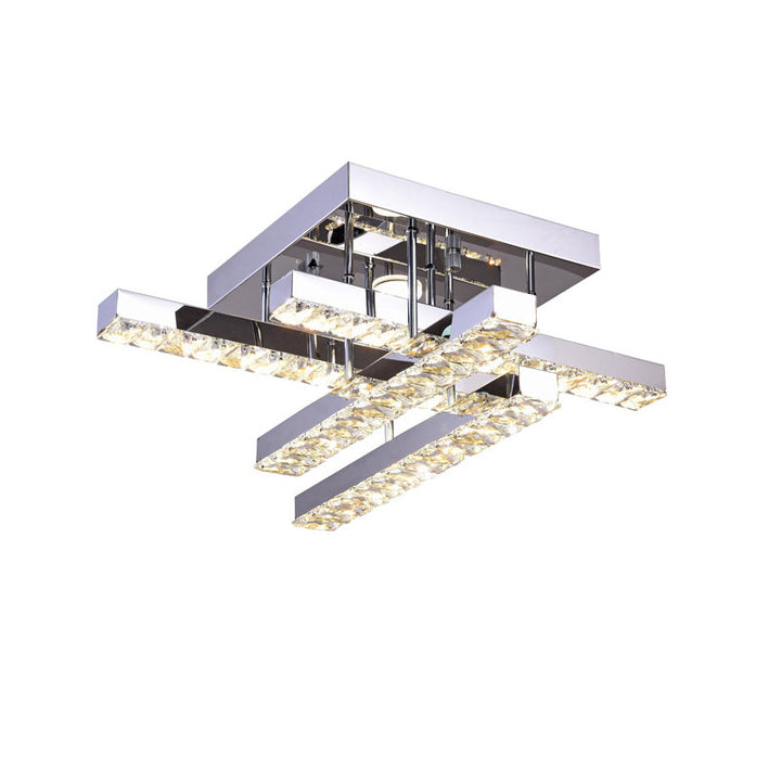 Chrome Frame LED Flush Mount with Clear Crystals by Bethel