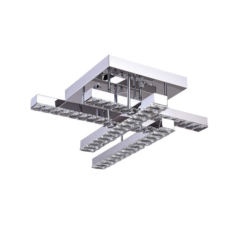 Chrome Frame LED Flush Mount with Clear Crystals by Bethel - view 2