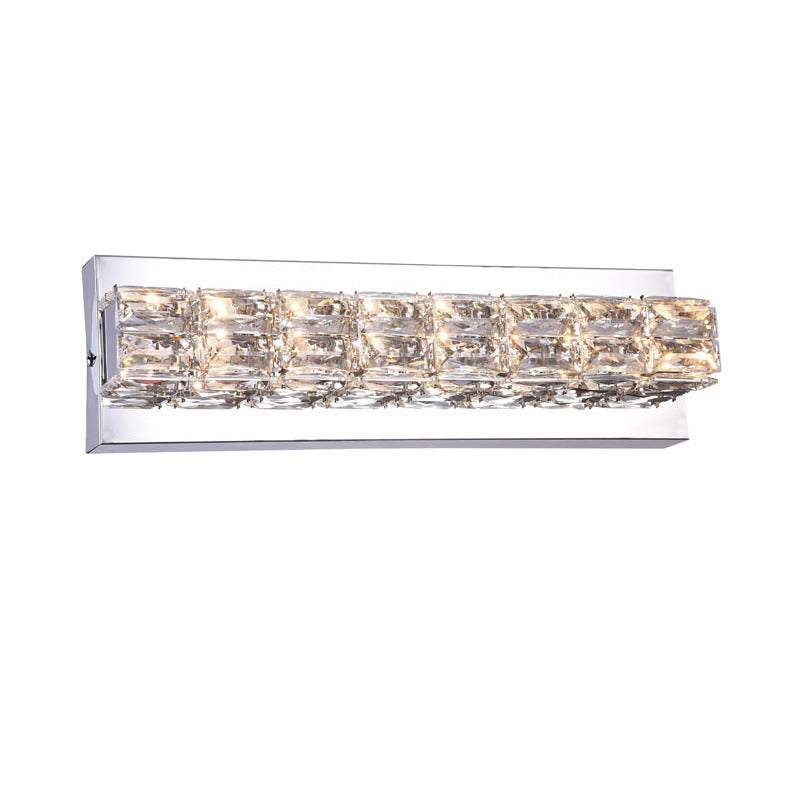 Chrome Frame LED Wall Sconce with Clear Crystals by Bethel