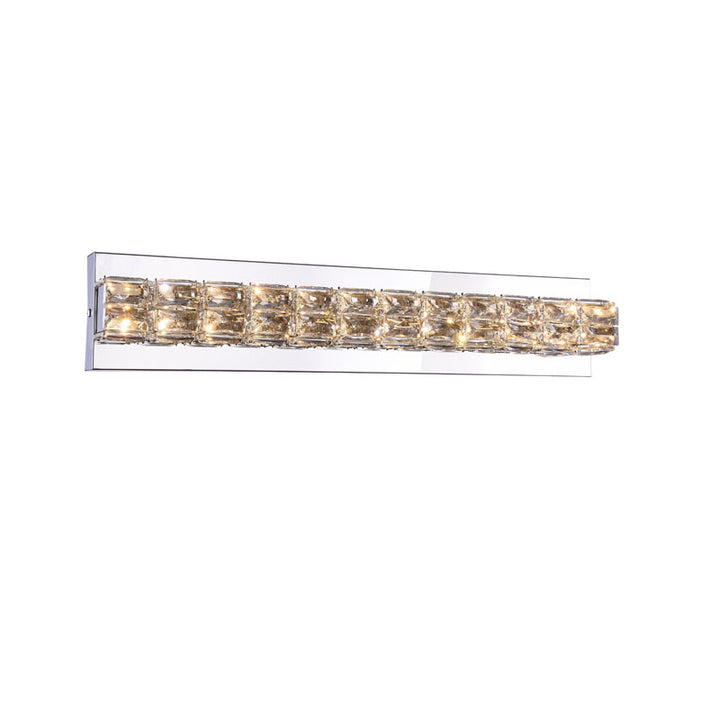 Chrome Frame LED Wall Sconce with Clear Crystals Size: L24" H3.9" D2.7"