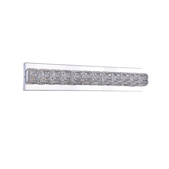 Chrome Frame LED Wall Sconce with Clear Crystals Size: L24" H3.9" D2.7"