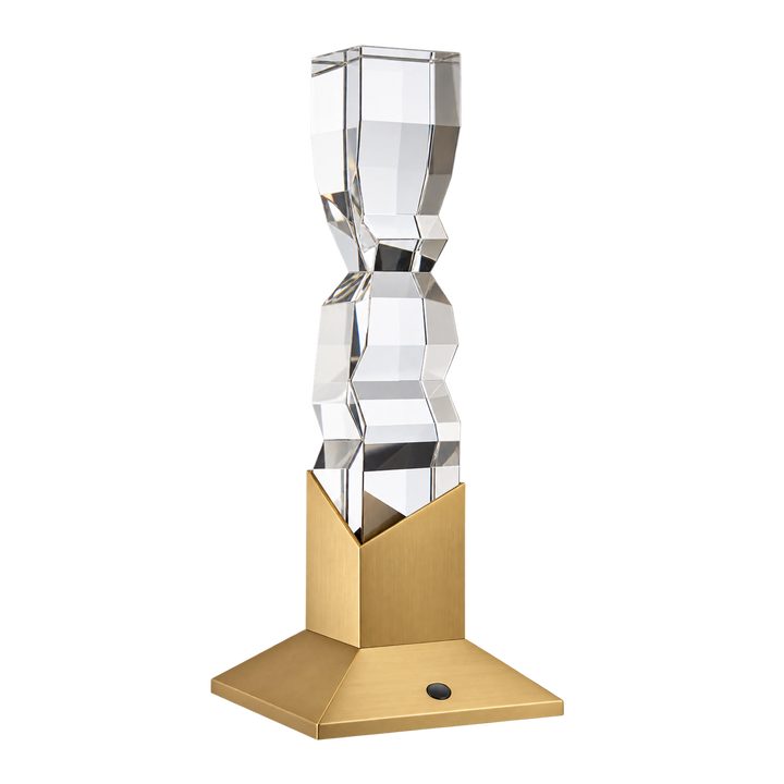 Mamadim Crystal Desk Lamp in Aged Brass by Zeev