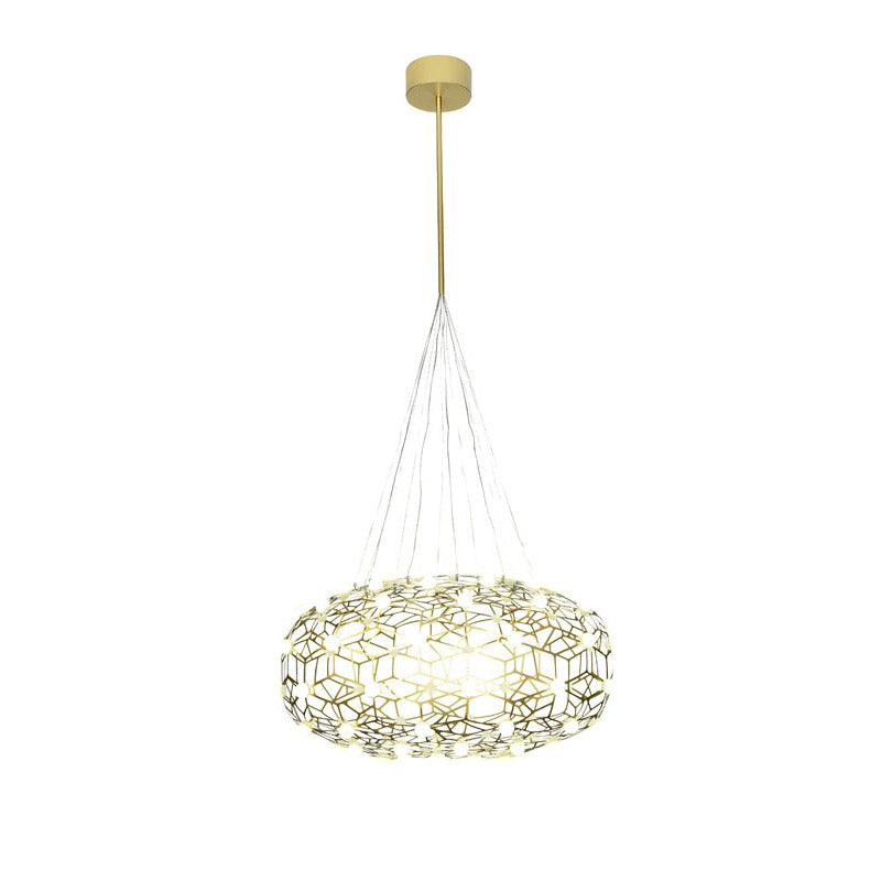 Gold Honey Comb Stainless Steel Frame LED Light Fixture with White Acrylic by Bethel