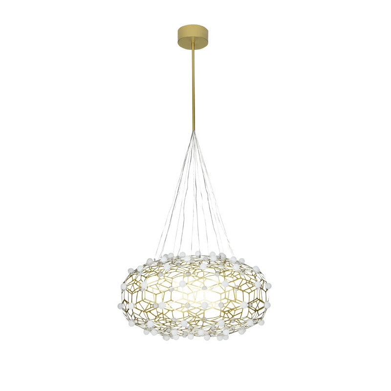 Gold Honey Comb Stainless Steel Frame LED Light Fixture with White Acrylic by Bethel - view 2