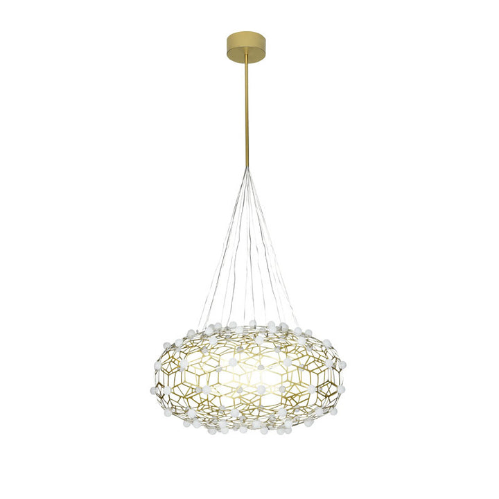 Gold Honey Comb Stainless Steel Frame LED Light Fixture with White Acrylic by Bethel - view 2