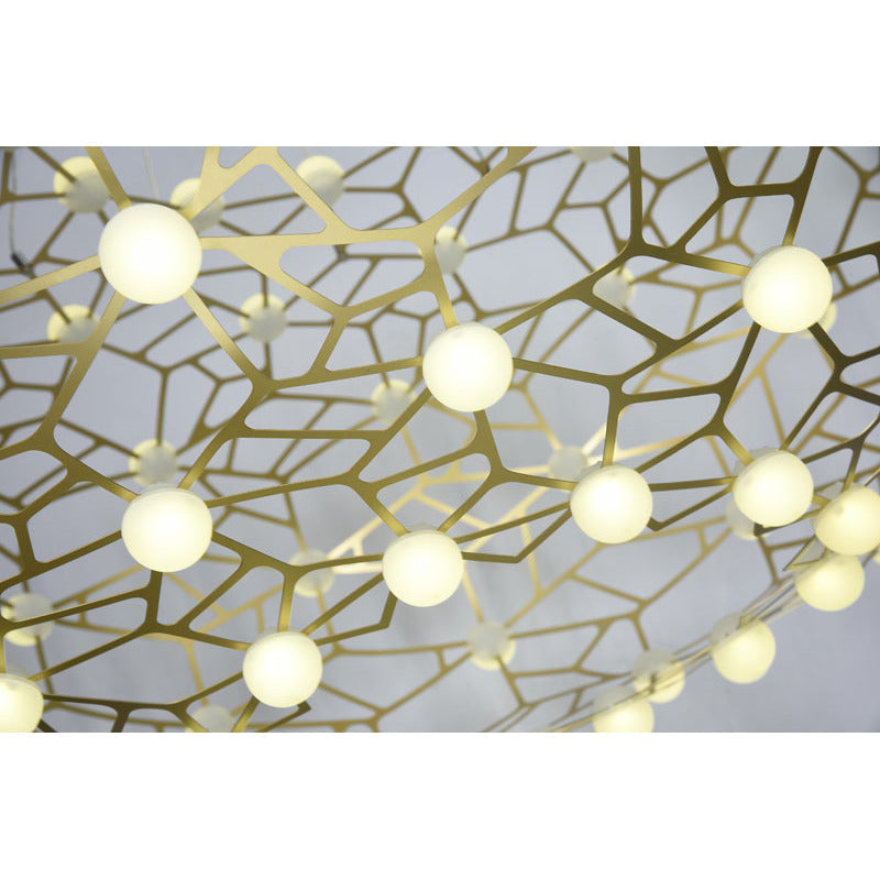 Gold Honey Comb Stainless Steel Frame LED Light Fixture with White Acrylic by Bethel - view 3