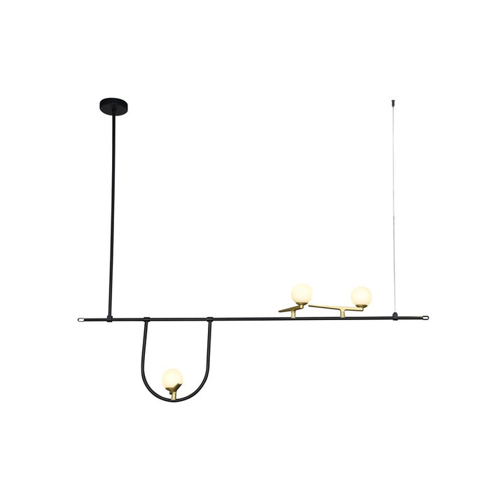 Black Metal Frame Ceiling Fixture with Gold Hardware Accents and White Glass by Bethel