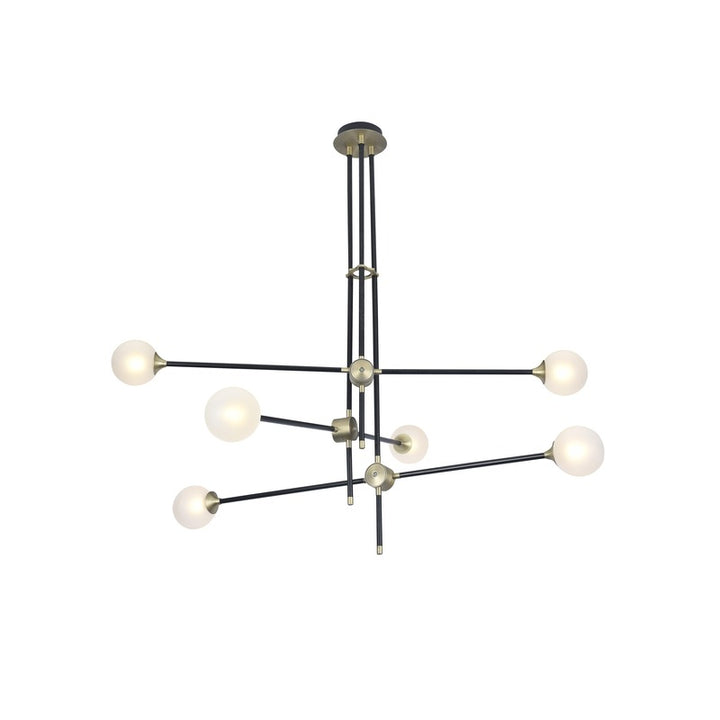 Black Metal Frame with Gold Hardware Ceiling Fixture with Frosted Glass Shades by Bethel