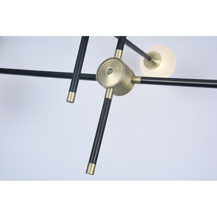 Black Metal Frame with Gold Hardware Ceiling Fixture with Frosted Glass Shades by Bethel - view 3