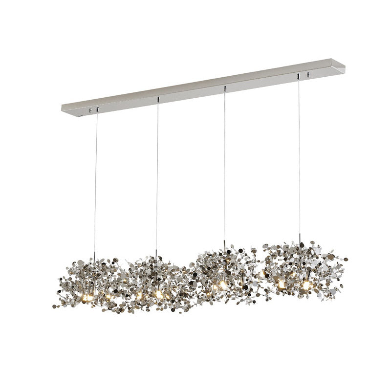 Frame Island Light with Sparkle Confetti Pendants in Chrome Silver by Bethel