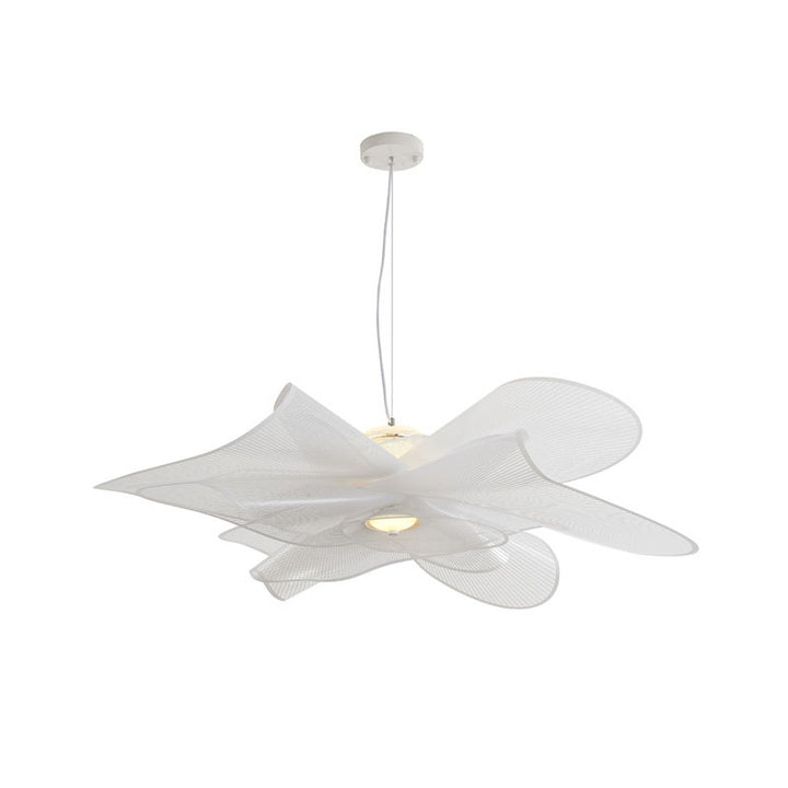 White PVC Net LED Chandelier with White Hardware by Bethel