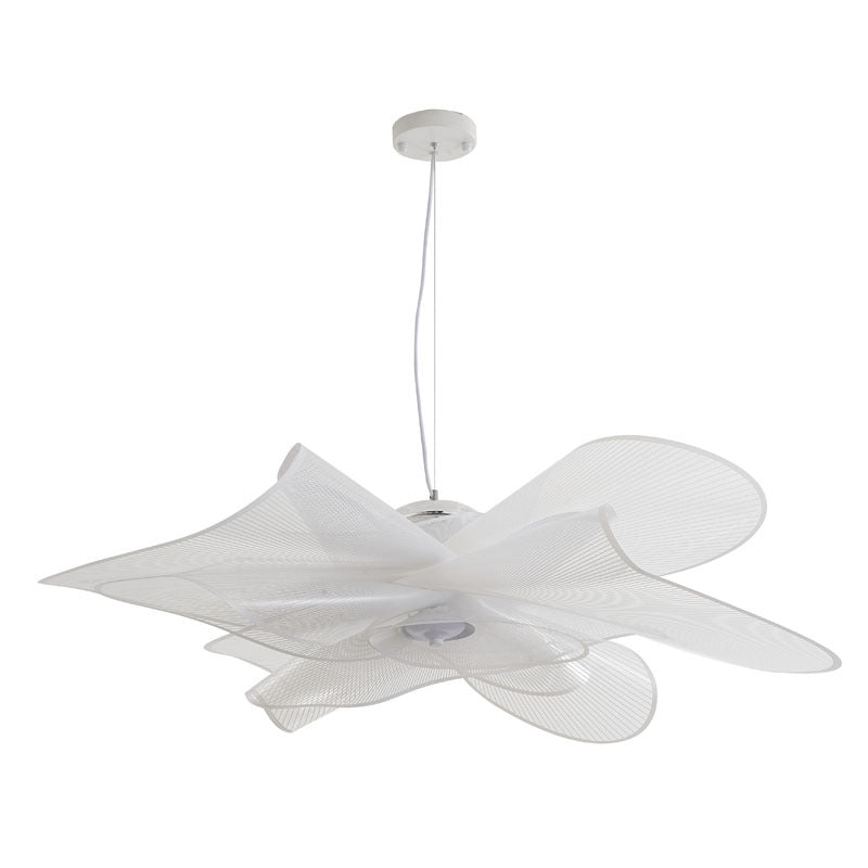 White PVC Net LED Chandelier with White Hardware by Bethel - view 2