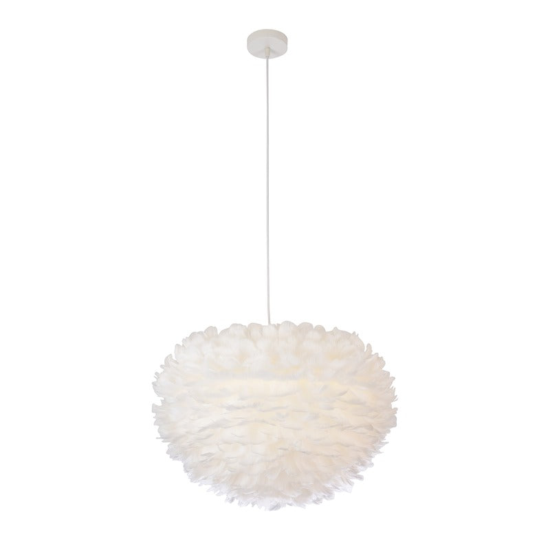 White Goose Feather Ball Ceiling Fixture with White Hardware by Bethel