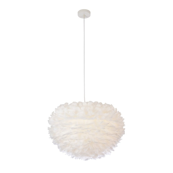 White Goose Feather Ball Ceiling Fixture with White Hardware by Bethel