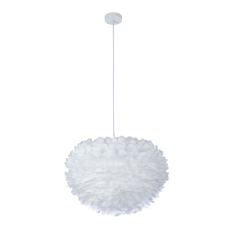 White Goose Feather Ball Ceiling Fixture with White Hardware by Bethel - view 2