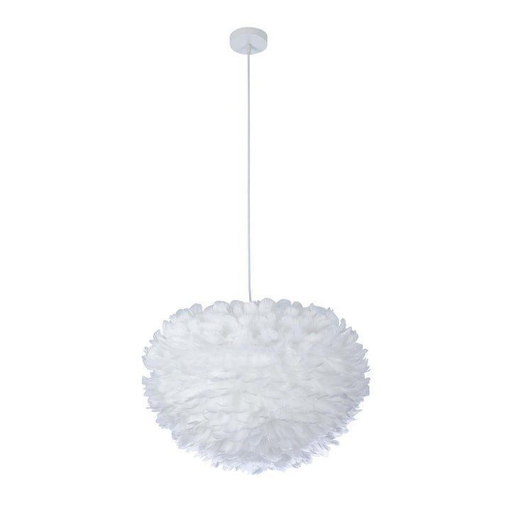 White Goose Feather Ball Ceiling Fixture with White Hardware by Bethel - view 2