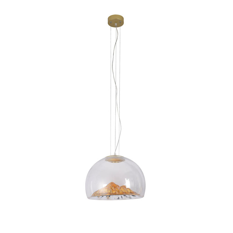 Clear Glass Mountain Silhouette Pendant Light Fixture with Gold Interior by Bethel - view 2
