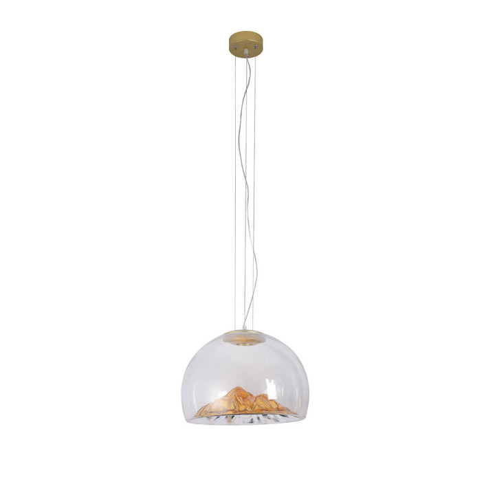 Clear Glass Mountain Silhouette Pendant Light Fixture with Gold Interior by Bethel - view 2