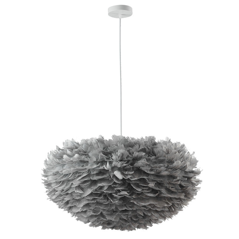 Light Goose Feather Ball Ceiling Fixture with Iron Frame by Bethel - view 2
