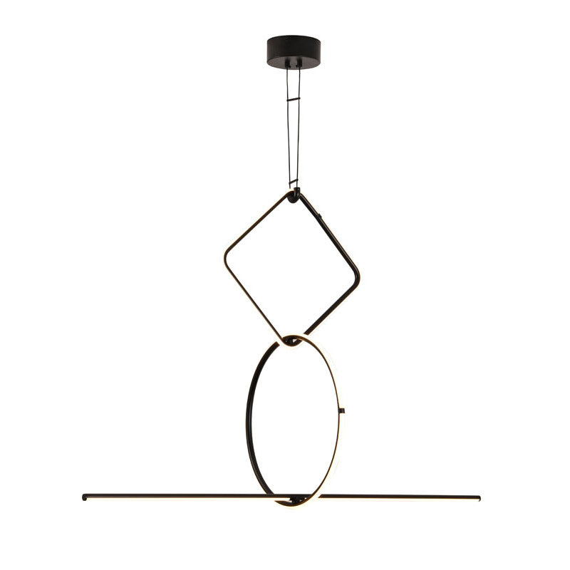 Black Interlocked LED Chandelier with White Acrylic Diffuser by Bethel