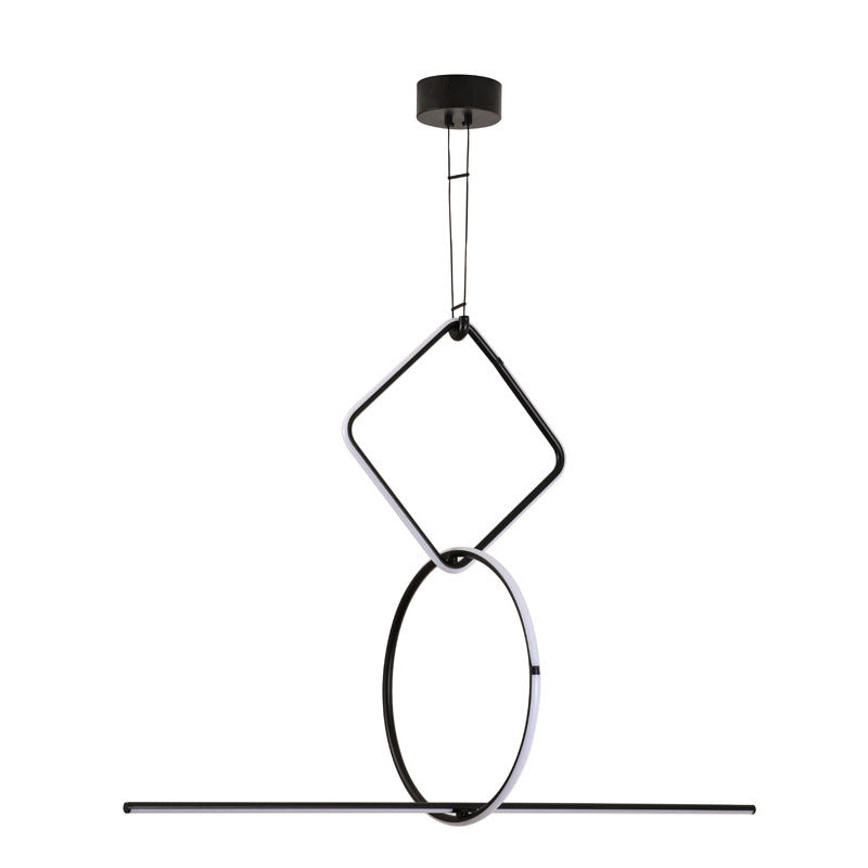 Black Interlocked LED Chandelier with White Acrylic Diffuser by Bethel - view 2