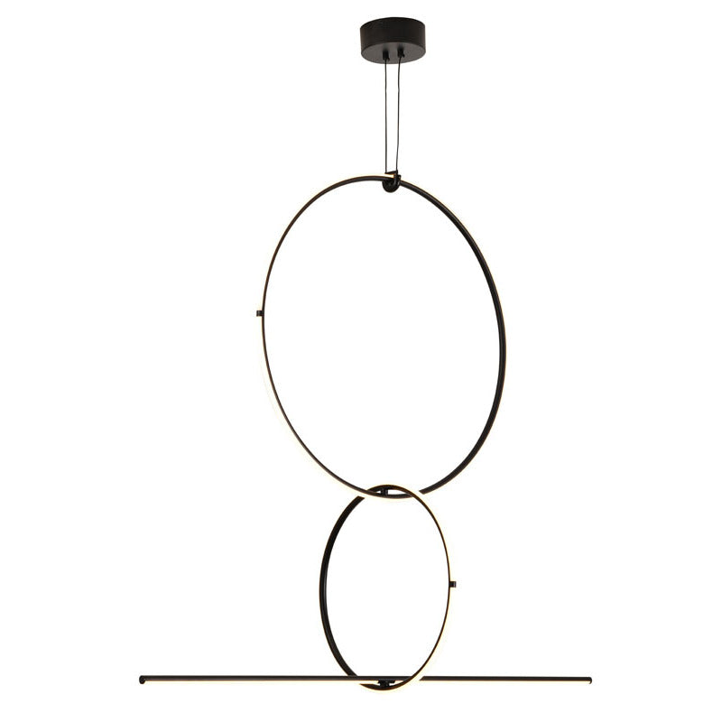 Black Interlocked Ring LED Chandelier with White Acrylic Diffuser by Bethel