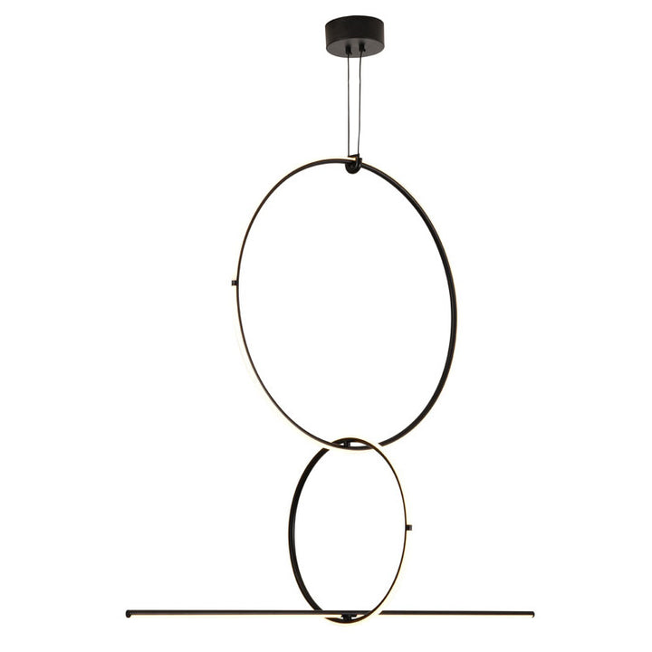 Black Interlocked Ring LED Chandelier with White Acrylic Diffuser by Bethel