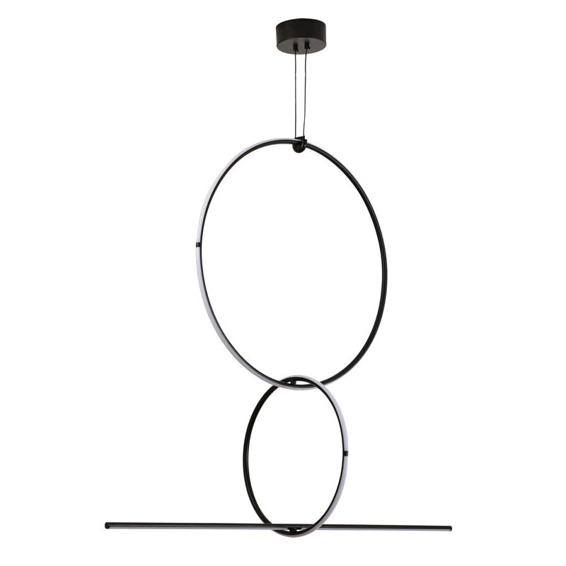 Black Interlocked Ring LED Chandelier with White Acrylic Diffuser by Bethel - view 2