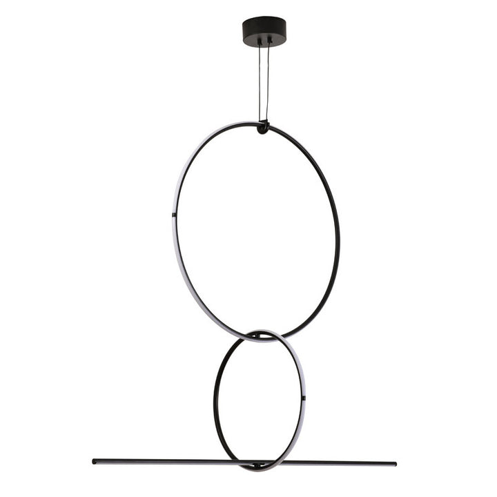 Black Interlocked Ring LED Chandelier with White Acrylic Diffuser by Bethel - view 2