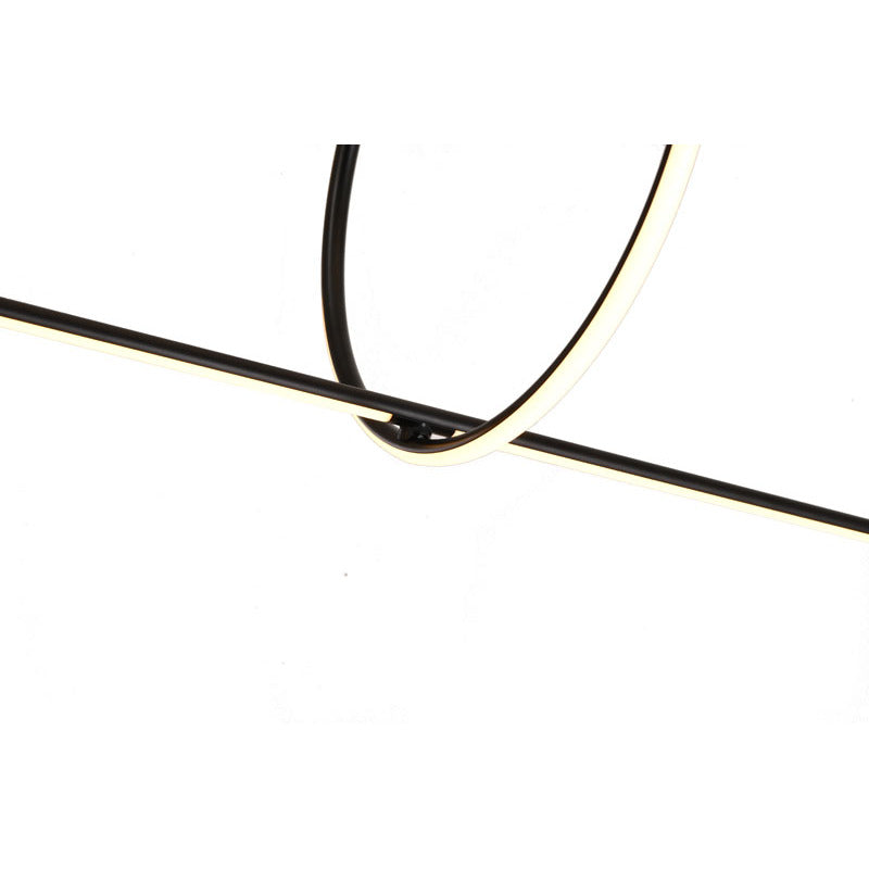 Black Interlocked Ring LED Chandelier with White Acrylic Diffuser by Bethel - view 3