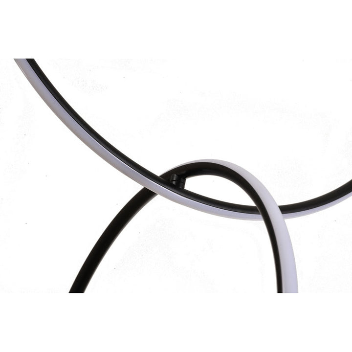Black Interlocked Ring LED Chandelier with White Acrylic Diffuser by Bethel - view 5