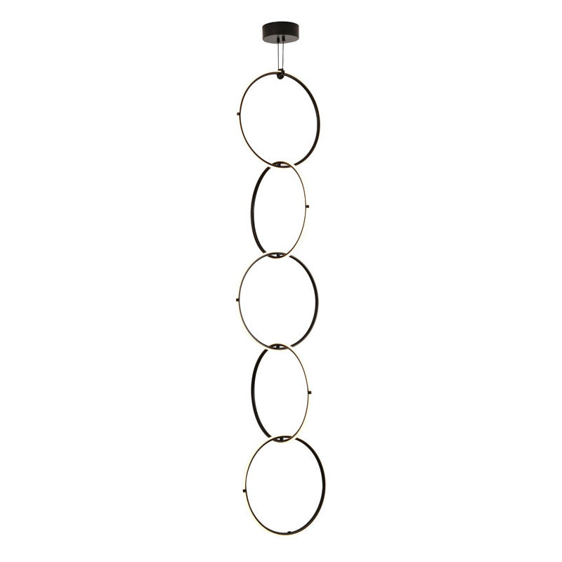 Black Five Ring Interlocked LED Chandelier with White Acrylic Diffuser by Bethel