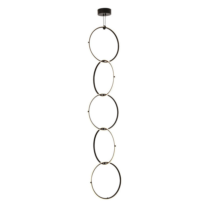 Black Five Ring Interlocked LED Chandelier with White Acrylic Diffuser by Bethel
