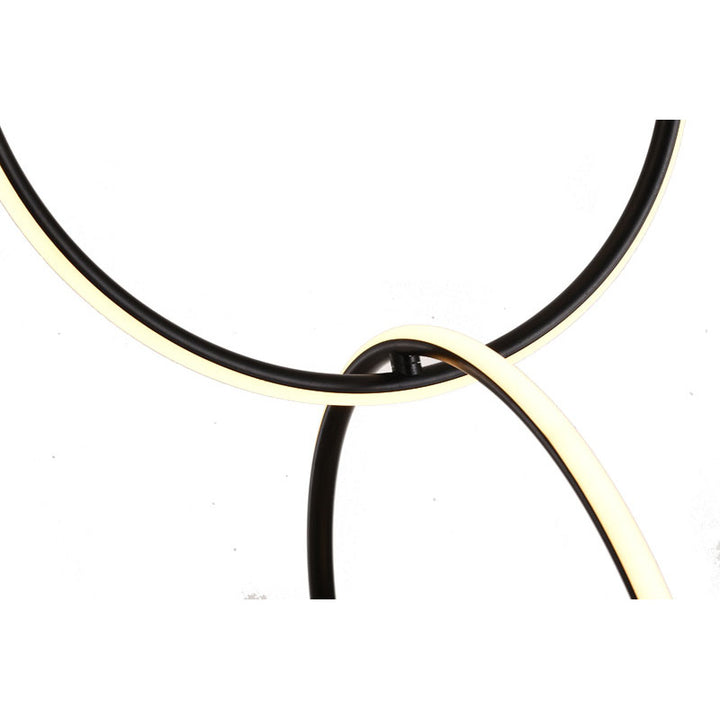 Black Five Ring Interlocked LED Chandelier with White Acrylic Diffuser by Bethel - view 3