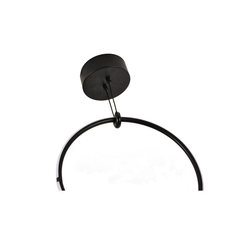 Black Five Ring Interlocked LED Chandelier with White Acrylic Diffuser by Bethel - view 7
