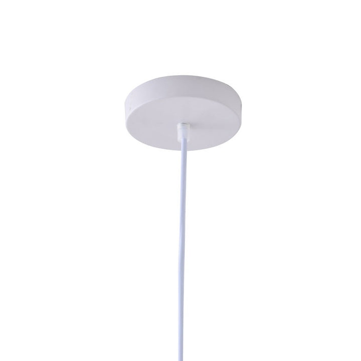 White Frosted Glass Pendant Light with Brown Leather Band by Bethel - view 5
