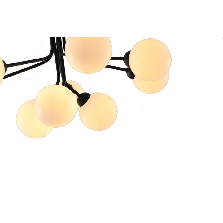 Black Metal Framed Chandelier with White Glass Globe Shades by Bethel - view 4