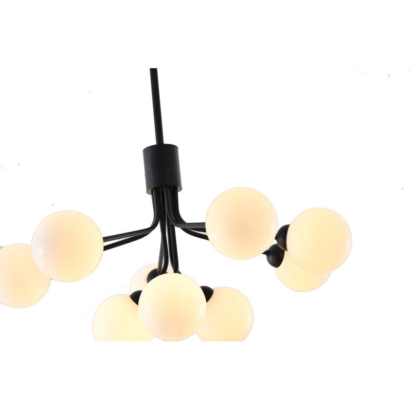 Black Metal Framed Chandelier with White Glass Globe Shades by Bethel - view 6