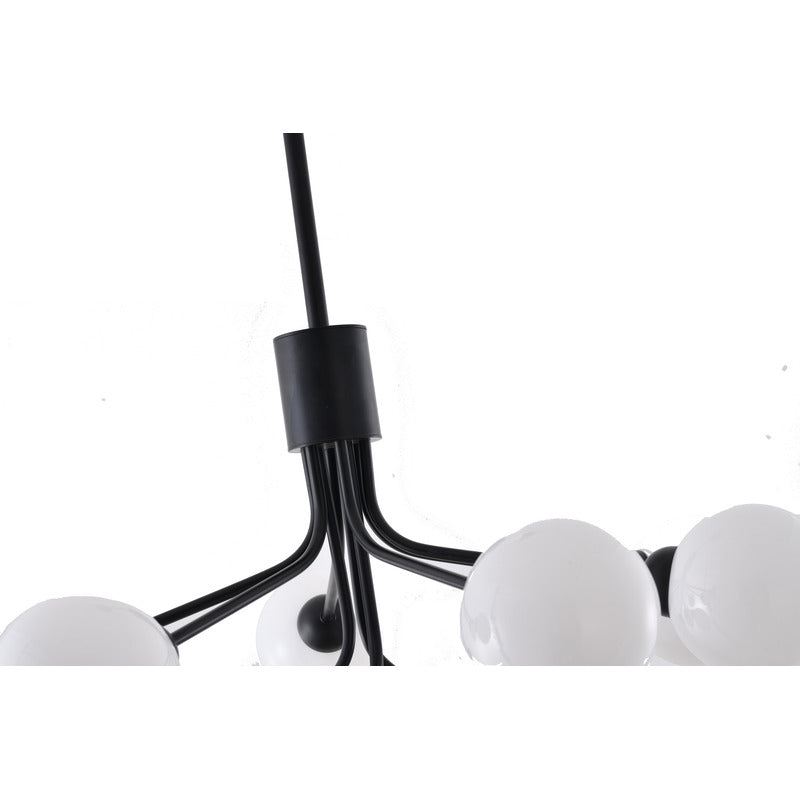 Black Metal Framed Chandelier with White Glass Globe Shades by Bethel - view 7