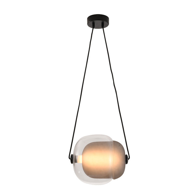 Clear Glass Shade LED Pendant Light with Hardware in Clear Glass Smoke Glass by Bethel