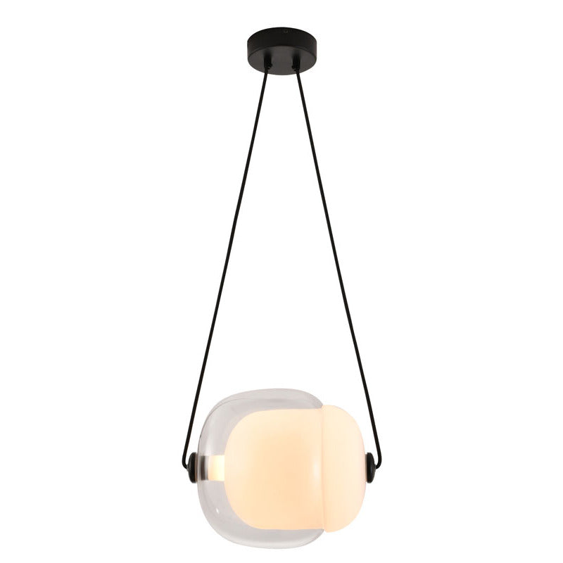 Clear Glass Shade LED Pendant Light with Hardware in Black Clear Glass White by Bethel